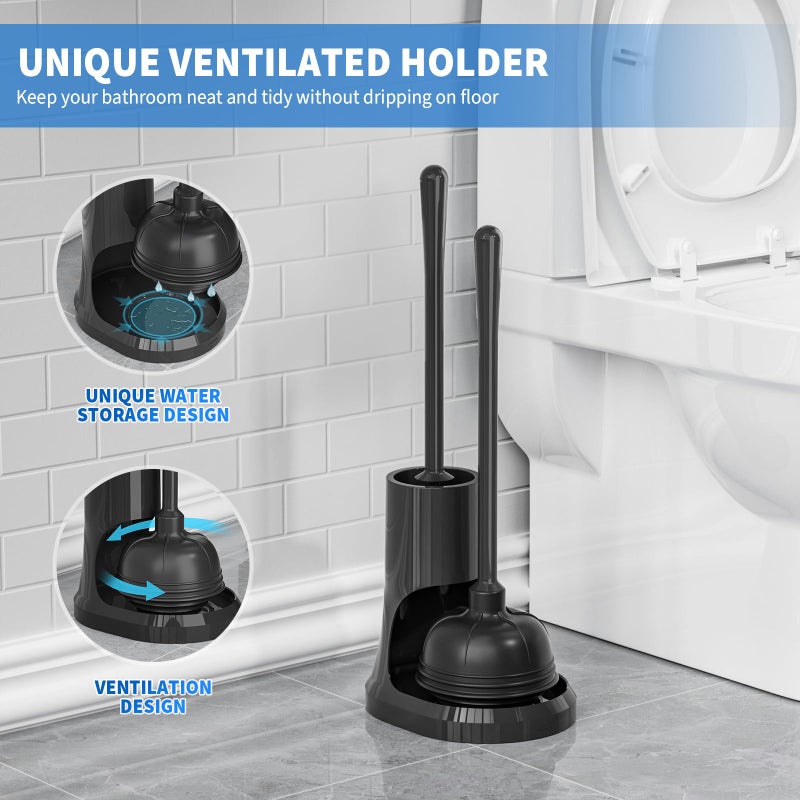 uptronic Toilet Plunger and Brush,2 Pack Bowl Brush and Heavy Duty Toilet Plunger Set with Holder, 2-in-1 Bathroom Cleaning Combo with Modern Caddy Stand for 5.7-inch Toilet Drain Bathroom Cleaning - Image 5